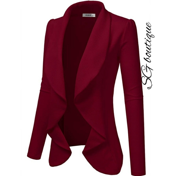 🆕⭐ Burgundy wine red waterfall blazer - Picture 3 of 6